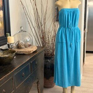 calypso terry towel Halter Sun Dress w/ cinched elastic waist w/ tie